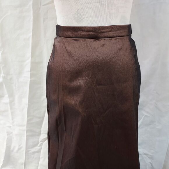 Tadashi Brown Satin Maxi Skirt Womens Size 4 Evening Formal Flare Stretch NWT - Picture 3 of 11